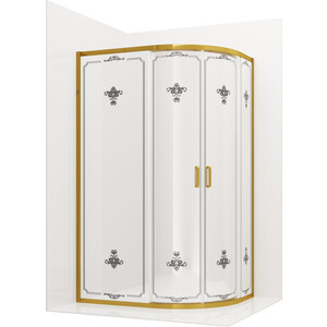 Душевой уголок Ambassador Royal 120х80 прозрачный с рисунком, золото (18015301)