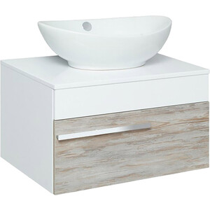 Тумба под раковину Runo Вудлайн 65х45 белый/дуб скандинавский (00-00001009)
