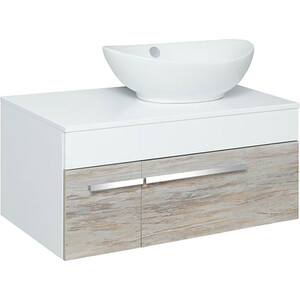 Тумба под раковину Runo Вудлайн 85х45 белый/дуб скандинавский (00-00001010)