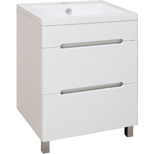 Тумба с раковиной Runo Парма 59х46 2 ящика, напольная, белая (00000001139, 4620750025731)
