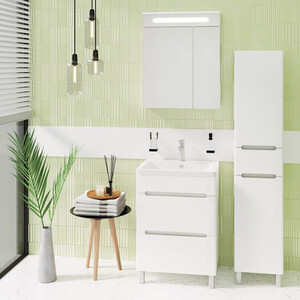 Тумба с раковиной Runo Парма 59х46 2 ящика, напольная, белая (00000001139, 4620750025731)