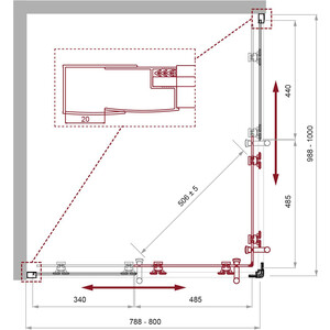 Душевой уголок BelBagno Uno-195 AH-2 100х80 прозрачный, черный (UNO-195-AH-2-100/80-C-NERO)