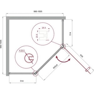 Душевой уголок BelBagno Uno-195 P-1 100х100 прозрачный, черный (UNO-195-P-1-100-C-NERO)