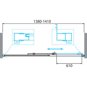 Душевая дверь BelBagno Due BF-1 140х190 прозрачная, хром (DUE-BF-1-140-C-Cr)