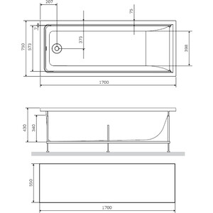 Фронтальная панель Am.Pm Gem 170х55 (W90A-170-070W-P1)