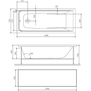 Фронтальная панель Am.Pm Gem 150х55 (W90A-150-070W-P1)