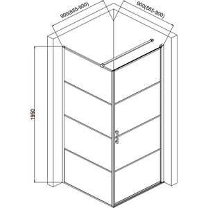 Душевой уголок AQUAme 90х90 прозрачный, матовый черный (AQM5215-RH-9)