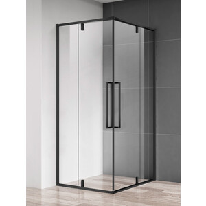 Душевой уголок AQUAme 80х80 прозрачный, матовый черный (AQM7102-2-8)