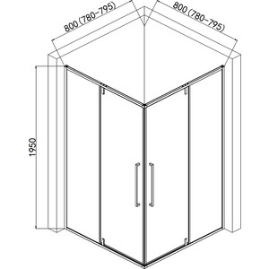 Душевой уголок AQUAme 80х80 прозрачный, матовый черный (AQM7102-2-8)