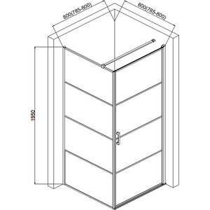 Душевой уголок AQUAme 80х80 прозрачный, матовый черный (AQM5215-RH-8)