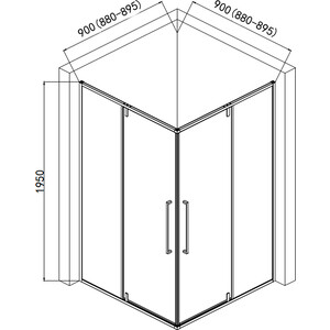 Душевой уголок AQUAme 90х90 прозрачный, хром (AQM7102)