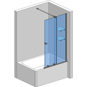 Шторка для ванны AQUAme 120х140 прозрачная, матовая черная (AQM6601-2)