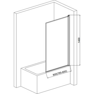 Шторка для ванны AQUAme 80х140 прозрачная, матовая черная (AQM2859-R)