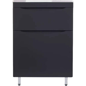 Тумба под раковину Style line Бергамо мини 60х35 Люкс Plus напольная, черная (СС-00002308)