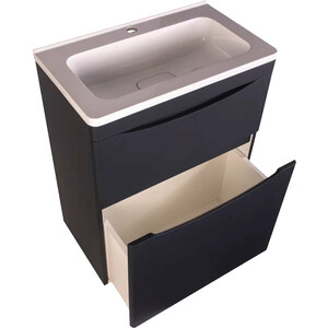 Тумба под раковину Style line Бергамо мини 60х35 Люкс Plus напольная, черная (СС-00002308)