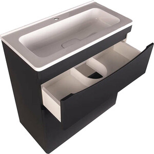 Тумба под раковину Style line Бергамо мини 70х35 Люкс Plus напольная, черная (СС-00002311)