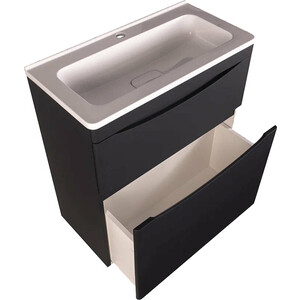 Тумба под раковину Style line Бергамо мини 70х35 Люкс Plus напольная, черная (СС-00002311)