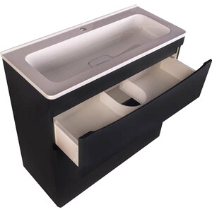 Тумба под раковину Style line Бергамо мини 80х35 Люкс Plus напольная, черная (СС-00002313)