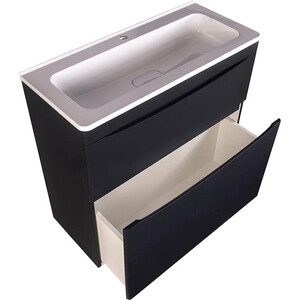 Тумба под раковину Style line Бергамо мини 80х35 Люкс Plus напольная, черная (СС-00002313)