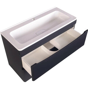 Тумба под раковину Style line Бергамо мини 80х35 Люкс Plus подвесная, черная (СС-00002324)