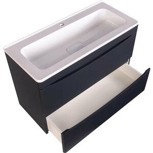 Тумба под раковину Style line Бергамо мини 80х35 Люкс Plus подвесная, черная (СС-00002324)