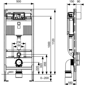 Инсталляция для унитаза-биде TECE Profil с бачком Uni 2.0 (9300379)