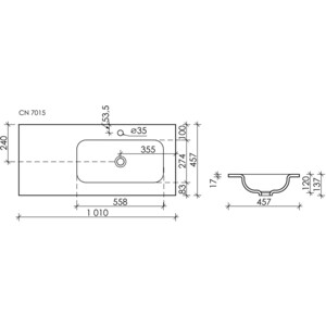 Раковина мебельная Ceramicanova Element 101х46 правая (CN7015)