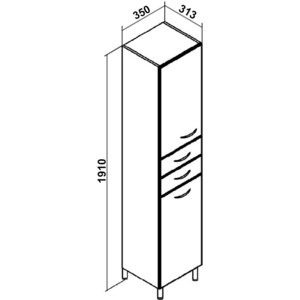 Пенал Runo Эконом 35х190 левый, с корзиной для белья, белый (00000000128)