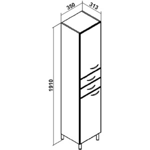 Пенал Runo Эконом 35х190 правый, белый (00000000129)
