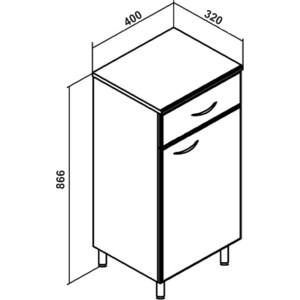 Комод Runo Эконом 40 правый, белый (00000000117)