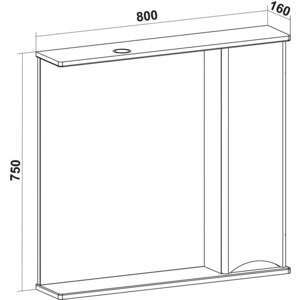 Зеркальный шкаф Runo Афина 80х75 правый, цемент (00-00001215)