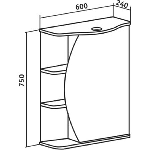 Зеркальный шкаф Runo Линда 60х75 правый, белый (00000001082)