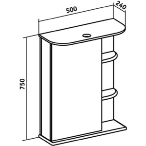 Зеркальный шкаф Runo Магнолия 50х75 левый, белый (00000000607)