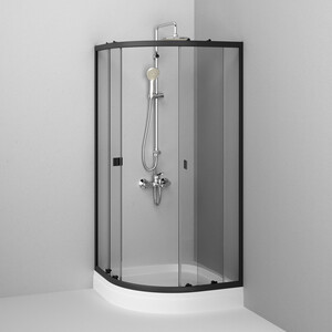 Душевой уголок Am.Pm X-Joy Twin Slide 80x80 с поддоном, прозрачный, матовый черный (W88E-205-080BT64)