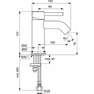 Смеситель для раковины Ideal Standard Ceraline черный шелк (BC268XG)