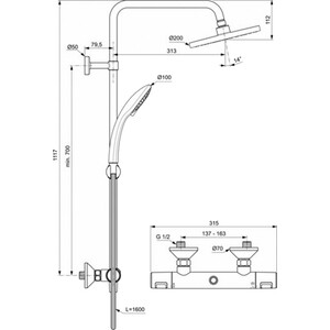 Душевая система Ideal Standard Ceratherm T25 хром (A7208AA)