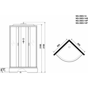 Душевая кабина Niagara NG-3503-14F 80х80х215
