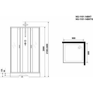 Душевая кабина Niagara NG-1101-14BKTG 90х90х210-240