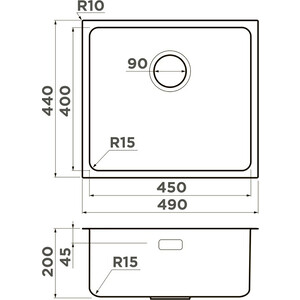 Кухонная мойка Omoikiri Tadzava 49-U/I-IN Ultra 15 нержавеющая сталь (4997115)