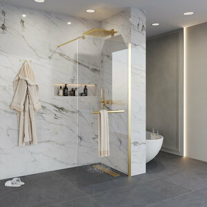 Душевая перегородка Niagara Nova 120x195 прозрачная, холодное золото (NG-641-12GOLD)