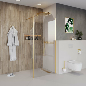 Душевая перегородка Niagara Nova 90x195 прозрачная, холодное золото (NG-644-90GOLD)