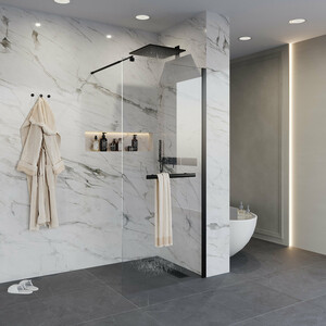 Душевая перегородка Niagara Nova 100x195 прозрачная, черная (NG-681-10BLACK)