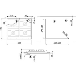 Газовая варочная панель Smeg SR964NGH