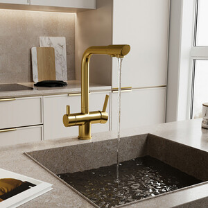 Смеситель для кухни Wasserkraft с подключением фильтра, матовое золото (A8387)