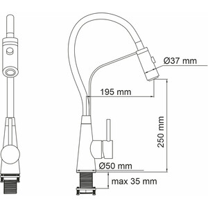 Смеситель для кухни Wasserkraft с гибким изливом, magicblack (A8417)