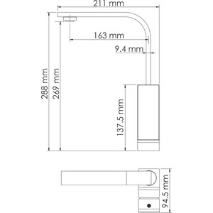 Смеситель для кухни Wasserkraft Abens черный soft-touch (2007)