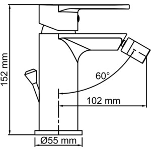 Смеситель для биде Wasserkraft Elbe с донным клапаном, черный soft-touch (7406)