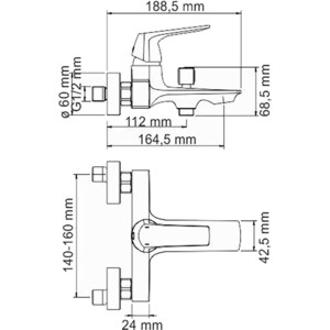 Смеситель для ванны Wasserkraft Neime хром (1901)