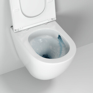 Унитаз подвесной безободковый Grossman Tornado с тонким сиденьем-микролифт, белый глянцевый (GR-4483SQ)