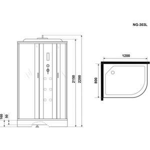 Душевая кабина Niagara NG-303-01L 120х80х220 левая